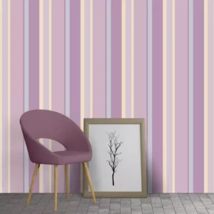 Papel De Parede Bebe Menina Listras Rosa Lilas Roxo 10 Metro