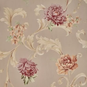 Papel De Parede Bege Flores Marrom Rosê Gliter Importado Tnt