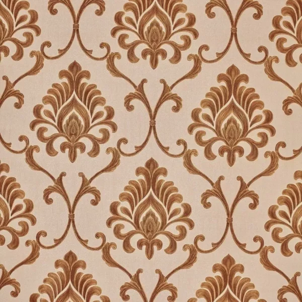 Papel De Parede Bege Sala Quarto Arabesco Dourado Lavável