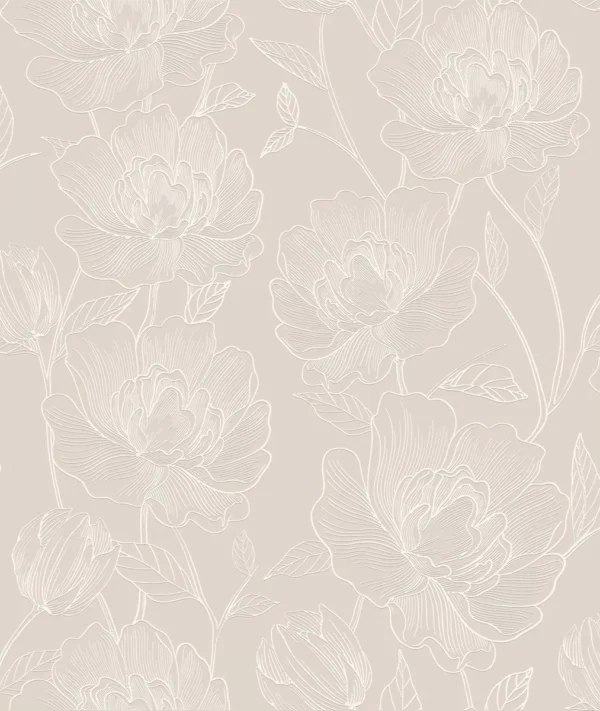 Papel De Parede Bobinex Atemporal 3802 - Floral Bege