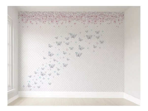 Papel De Parede Borboleta Infantil Feminino Quarto Bebê 1m²