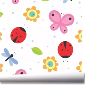 Papel De Parede Borboleta Joaninha Infantil Kit 03 Rolos A05