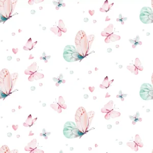 Papel De Parede Borboletas Azuis E Rosa Em Aquarela