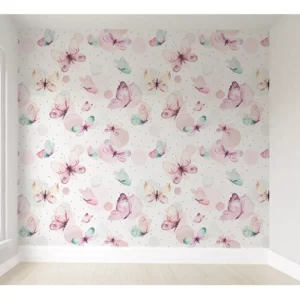 Papel De Parede Borboletas Menina Quarto De Bebê Pp399 M²