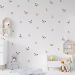 Papel De Parede Borboletinhas Rosa Para Quarto De Menina M²