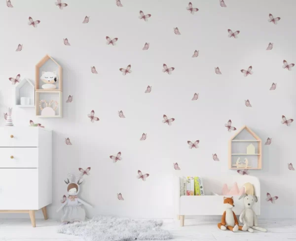 Papel De Parede Borboletinhas Rosa Para Quarto De Menina M²