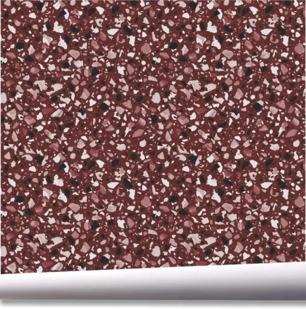 Papel De Parede Bordo Terrazzo Marmorite Granilite A762