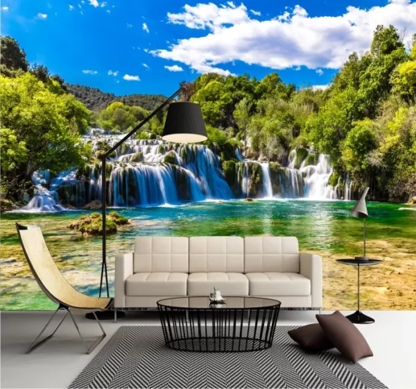 Papel De Parede Cachoeira Lago Natureza 4,00x2,40m Gg359