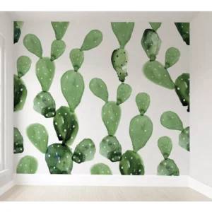 Papel De Parede Cactos Quarto Bebê Infantil Verde Pp245 M²