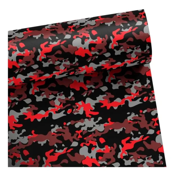 Papel De Parede Camuflado Vermelho 0,58 X 3,00m