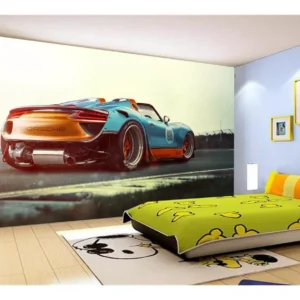 Papel De Parede Carro 918 Pista Azul Supercar 7,5m² Car323