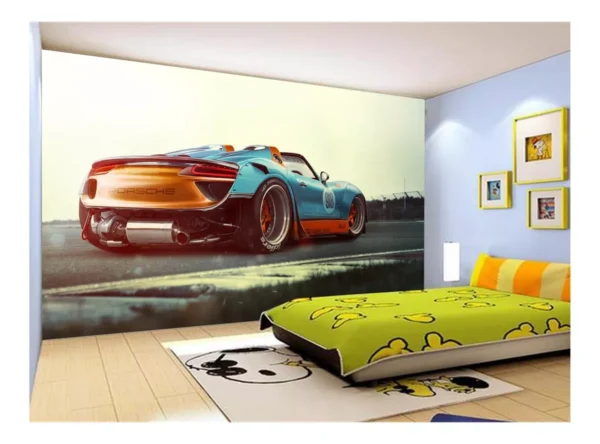 Papel De Parede Carro 918 Pista Azul Supercar 7,5m² Car323