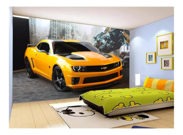 Papel De Parede Carro Camaro Chevrolet Amarelo 7,5m² Car37