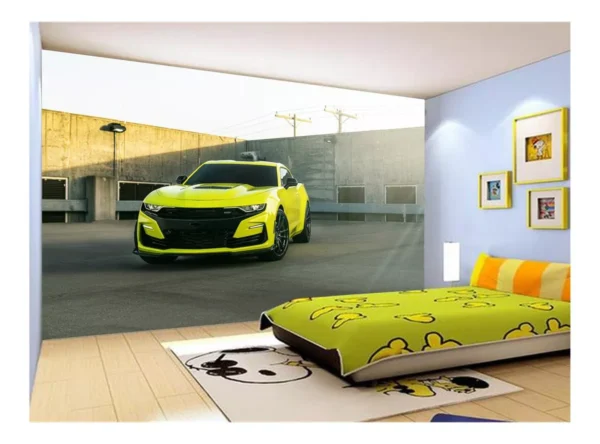 Papel De Parede Carro Camaro Chevrolet Amarelo 7,5m² Car50