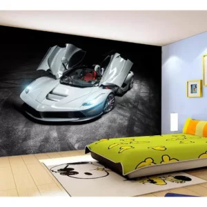 Papel De Parede Carro Ferrari Cinza Céu Sport 7,5m² Car166