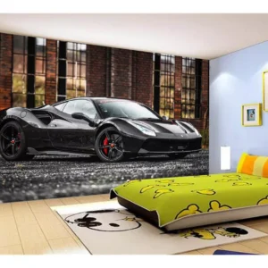 Papel De Parede Carro Ferrari Preto Garagem 7,5m² Car163