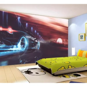 Papel De Parede Carro Futurístico Estilo Neon 7,5m² Car361