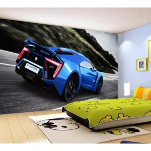 Papel De Parede Carro Lykan Azul Super Pista 7,5m² Car356