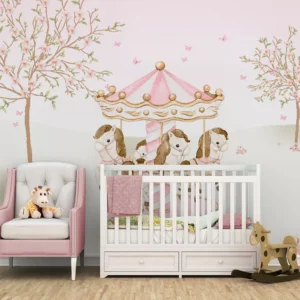 Papel De Parede Carrossel Cavalo Menina Infantil 9m² Vr578