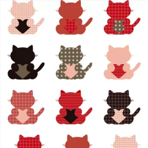 Papel De Parede Casual 31 Gatinhos Coração Lavável 310x58cm