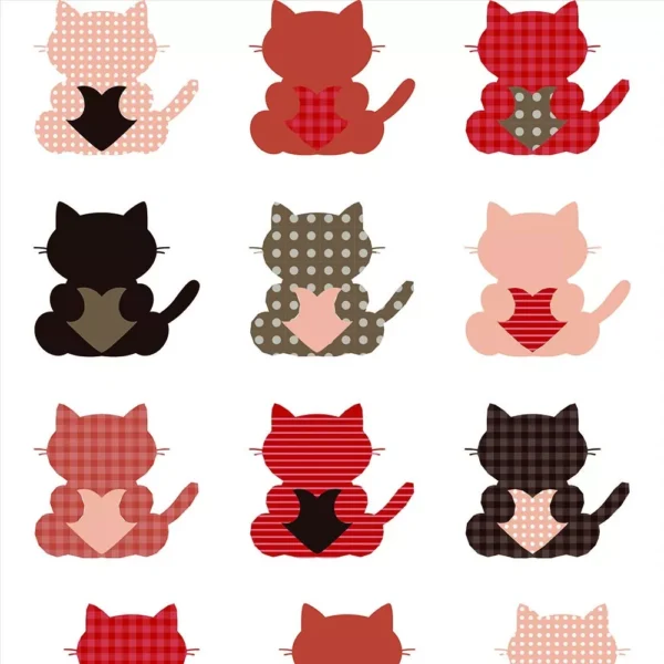 Papel De Parede Casual 31 Gatinhos Coração Lavável 310x58cm