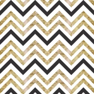 Papel De Parede Chevron Zig-zag Dourado Preto Delicado 3m