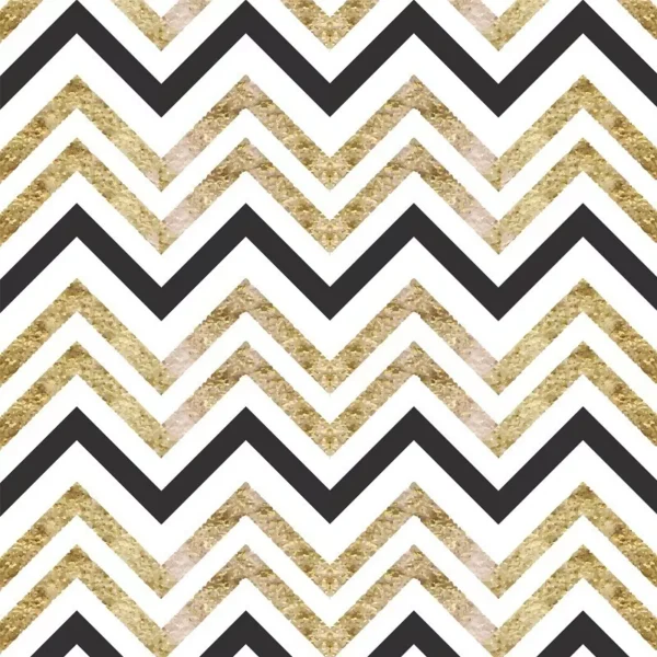 Papel De Parede Chevron Zig-zag Dourado Preto Delicado 3m