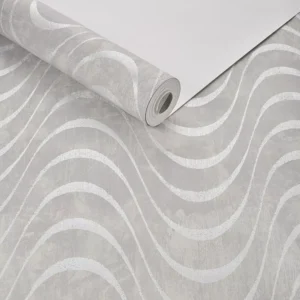 Papel De Parede Cinza Geometrico Ondas Importado Tnt