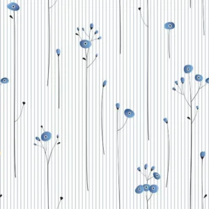 Papel De Parede Classico Floral Flor Azul Sala Copa 2,5 Mts