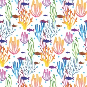 Papel De Parede Clássico Fundo Do Mar Plantas Lavável 3m