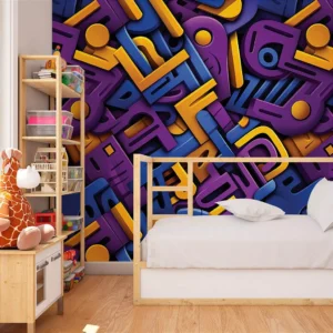 Papel De Parede Colors Pop Art Roxo Azul Amarelo