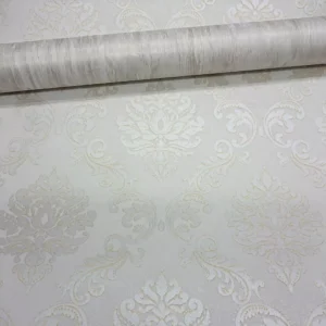 Papel De Parede Compose Floral Arabesco Listrado Cinza