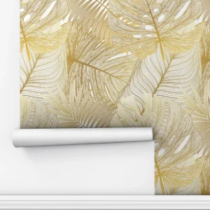 Papel De Parede Costela Adao Dourado Botanico Varanda 12 M