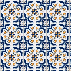 Papel De Parede Cozinha Azulejo Azul Amarelo Lavável