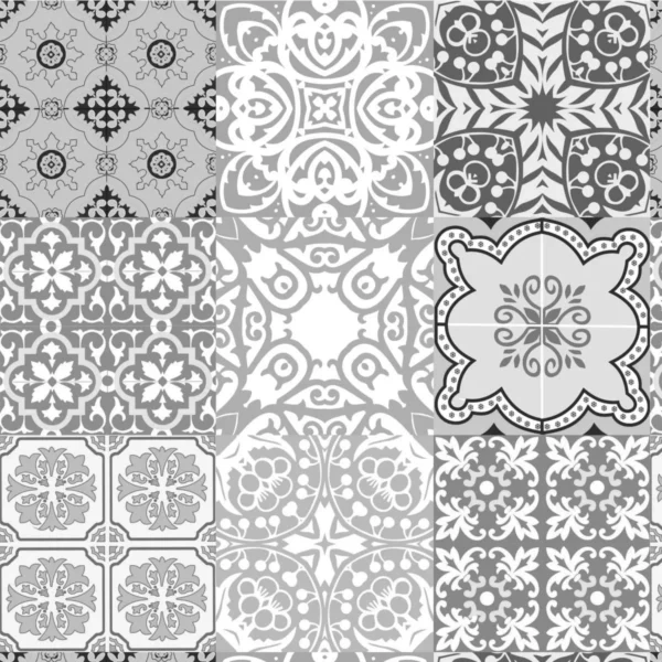 Papel De Parede Cozinha Azulejo Hidráulico Cinza Lavável 3m