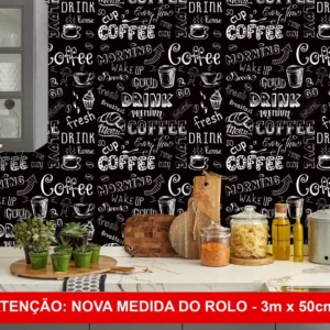 Papel De Parede Cozinha Café Coffee Lavável 3mx58cm