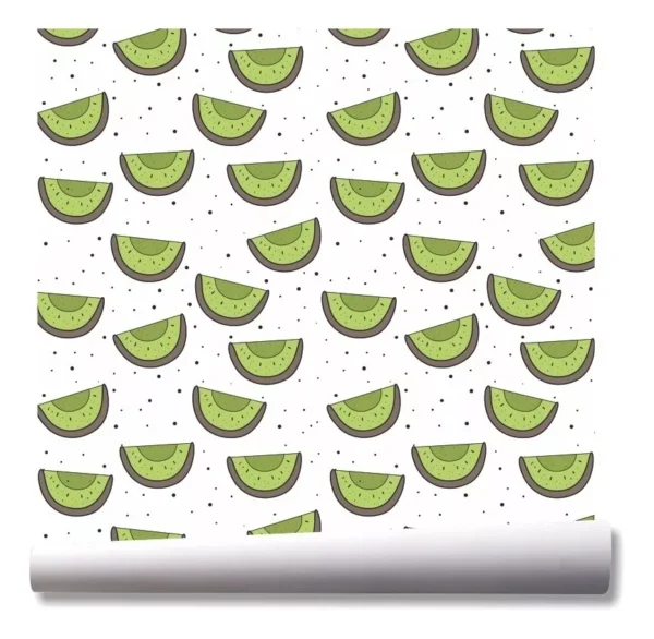 Papel De Parede Cozinha Fruta Kiwi Colorido Kit 03 Rolos A47