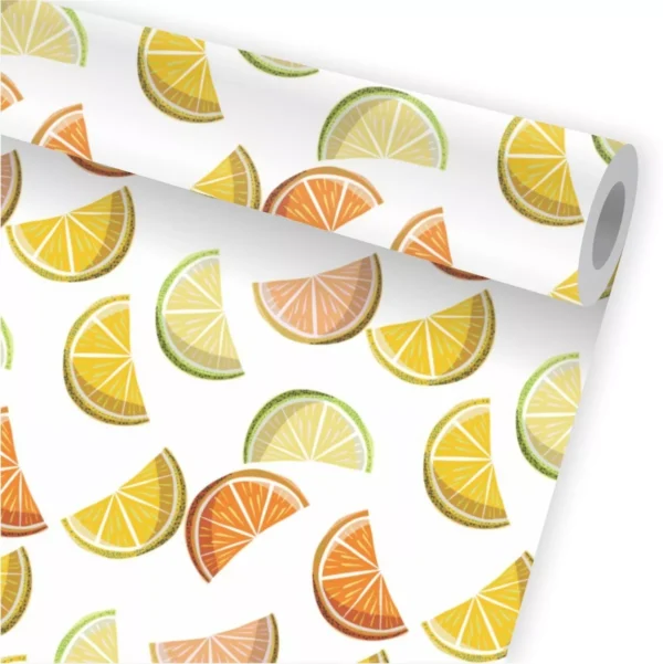 Papel De Parede Cozinha Fruta Limão Laranja Kit 02 Rolos A07