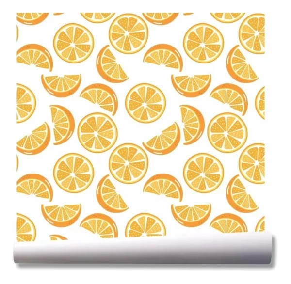 Papel De Parede Cozinha Frutas Laranja Lima Kit 03 Rolos A37