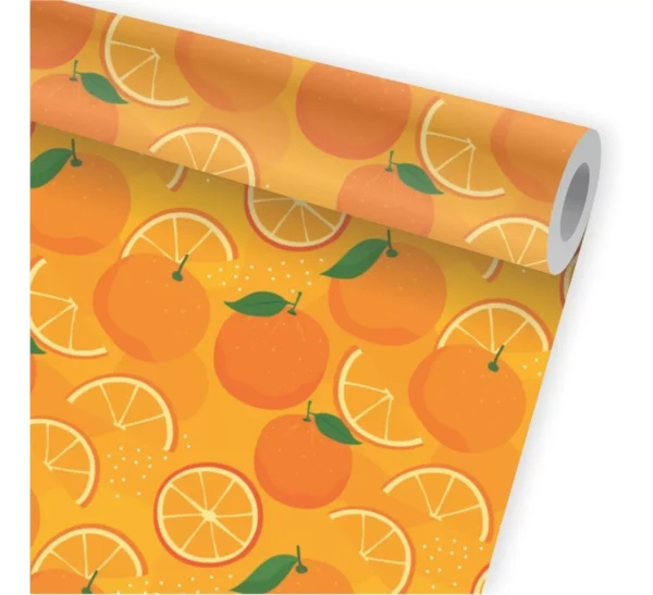 Papel De Parede Cozinha Frutas Laranja Suco Kit 02 Rolos A17