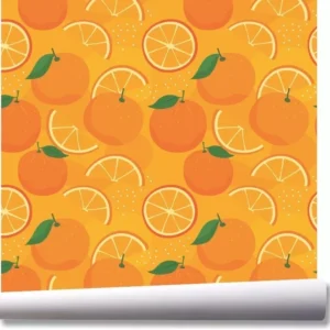 Papel De Parede Cozinha Frutas Laranja Suco Kit 03 Rolos A17