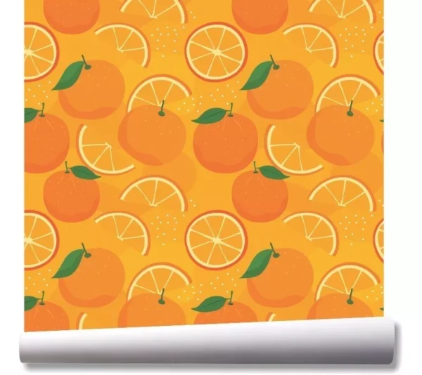 Papel De Parede Cozinha Frutas Laranja Suco Kit 03 Rolos A17