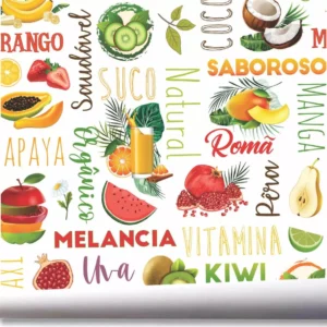 Papel De Parede Cozinha Frutas Suco Natural Laranja Uva A502