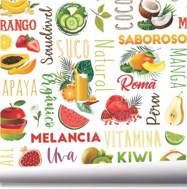 Papel De Parede Cozinha Frutas Suco Natural Laranja Uva A502