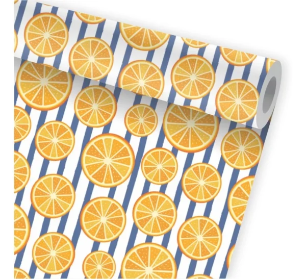 Papel De Parede Cozinha Laranja Frutas Kit 02 Rolos A143