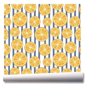 Papel De Parede Cozinha Laranja Frutas Kit 03 Rolos A143