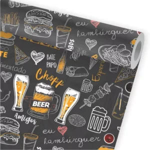 Papel De Parede Cozinha Pub Hambúrguer Petisco Lanche A519