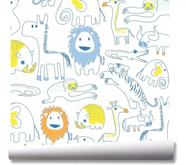 Papel De Parede Criança Leão Safari Desenho Kit 03 Rolos A04