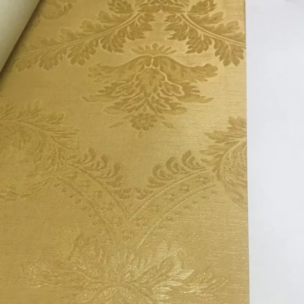 Papel De Parede Damaschi Adamascado Dourado D1404