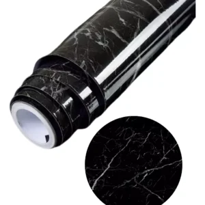 Papel De Parede Decorativo Mármore Preto Adesivo Lavável 10m